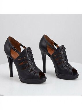 Givenchy black platform peep toe pumps